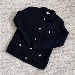 J. Jill Navy Blue Ribbed Button-Front Cardigan Sweater - Size Medium